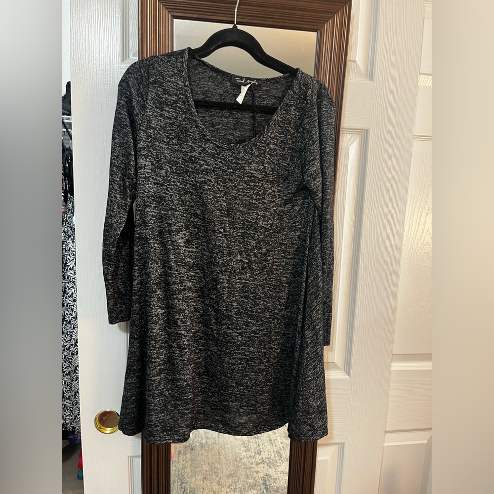 French Atmosphere Grey Long Sleeve Top